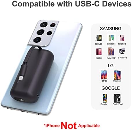 Ultra-Compact 10,000 m Ah Fast Charging Power Bank with Integrated USB-C Cable – Essential Portable Charger for i Phone 15, Samsung Galaxy S23, Note20, and More – LED Display for Easy Battery Monitoring and Enhanced Compatibility