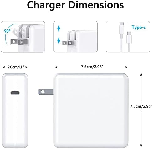High-Performance 100 W USB-C Charger for Mac Book Pro & Air – Ultimate Compatibility with Fast Charging for 13-16 Inch Models, i Pad Pro, and All USB-C Devices – Efficient 96% Charging, Includes 6 ft Cable, 30-Day Money-Back Guarantee, 12-Month Replacement Warranty
