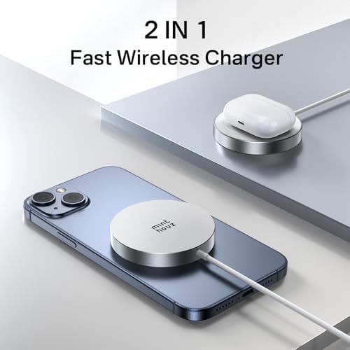 Minthouz Qi2 Magnetic Wireless Charging Pad with 20 W Power Adapter – Rapid Charging for i Phone 16/15/14/13/12 Series & Air Pods 2/3/Pro – Ultimate Qi-Enabled Device Compatibility & Safety Features for Hassle-Free Power Solutions