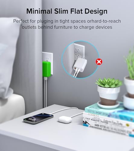 Elevate Your Charging Game with the 2 Pack Flat USB C Charger Block – 40 W Fast Charge Hub for i Phone 12-16, i Pad & Samsung Devices, Featuring 4 Ports for Simultaneous Power Delivery & Quick Charge, Sleek Light Blue Travel-Friendly Design Ideal for Home & On-the-Go Use