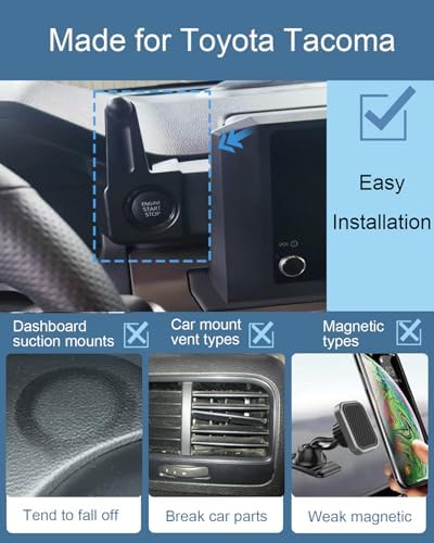 2024 Toyota Tacoma Premium Custom-Fit Phone Holder – OEM-Approved Hands-Free Mount for 8-Inch Displays – Elevate Convenience and Safety for Your Driving Experience