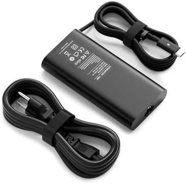 130 W USB-C Laptop Charger for Dell XPS, Precision, Latitude & Alienware Models – High-Speed Power Adapter with Durable Nylon Braided Cable and Safety Certifications – Ideal for Home, Office & Travel Use – Efficient Dual Charging with LED Indicator and Cable Management Strap – Compatible with Dell 90 W & 65 W Chargers – Over Voltage, Temperature & Short Circuit Protection Included