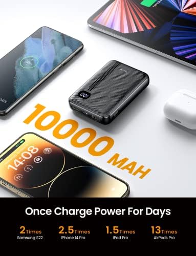 AINOPE Ultra-Compact 10000 m Ah Portable Charger – Fast 20 W PD Power Bank for i Phone 15/14/13/12/11/XR/8/7/6 & Samsung Galaxy – Lightweight, High-Capacity Mini Charger with Enhanced Safety Features for On-the-Go Charging Solutions