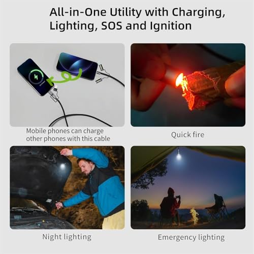 6-in-1 240W Multi USB C Cable with LED Lighting Ignition,USB-C Charging Cable Lightning Cable,Reverse Charging with USB-A Ports,Fast Charging Compatible for iPhone 16 Pro Max/Pad/Phones/Tablets/Laptop – Enhanced Compatibility and Speed
