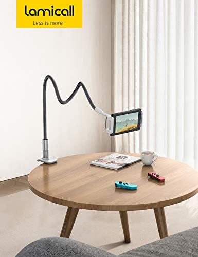 Lamicall Gooseneck Tablet Holder Mount – Ergonomic Adjustable Arm Stand for Hands-Free Viewing of i Pad Pro, Mini, Air & Galaxy Tabs (4.7-10.5″) – Versatile Clip Design for Bed, Desk, and Kitchen Use for Enhanced Comfort and Productivity