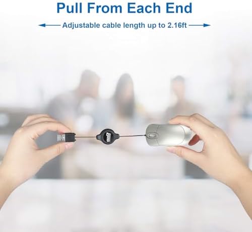 Compact Blue USB Optical Mouse Duo with Retractable Cable – Perfect Travel Accessory for Windows & Mac Users, High Precision & Ergonomic Comfort, Tangle-Free Design for On-the-Go Computing