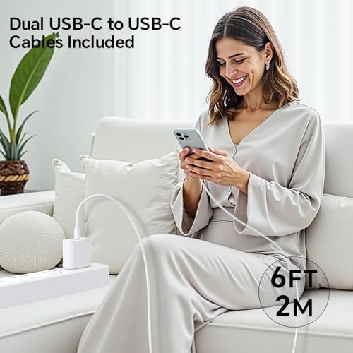 High-Power 45 W USB-C Charger for i Phone 16 & 15 – Fast Charging Block with Premium USB-C Cable for i Pad & Galaxy S24 Ultra – Compact & Lightweight with Advanced Safety Features for Efficient Power Management and Travel Convenience