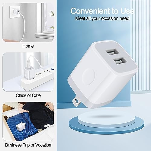 Dual Port USB Wall Charger 5-Pack – 2.1 A Quick Charge Adapter for i Phone & Samsung Devices – Compact Travel Charging Block for Home & Office Use – Enhanced Compatibility for Fast Device Charging