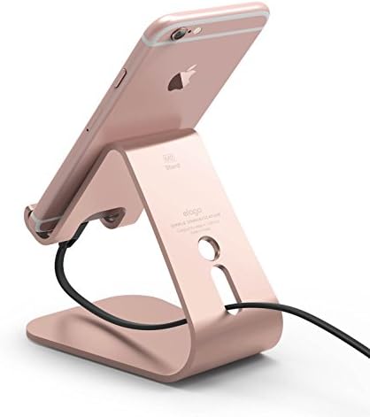 Enhance Your Smartphone Experience with the elago M2 Premium Aluminum Stand – Sleek Silver Ergonomic Design for Effortless Video Calls, Integrated Cable Management, and Universal Compatibility with i Phones and Galaxy Devices – Ideal for Streamlined Workspaces and Mobile Convenience