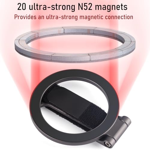 Transform Your i Phone Experience with the Mag Safe Phone Grip Kickstand – Ergonomic Adjustable Strap with 20 N52 Magnets for Ultimate Stability | Foldable & Ultra-Portable Design for Seamless Compatibility with i Phone 12/13/14/15/16 Pro Max | Enhance Hands-Free Use with Secure Magnetic Attachment for Videos and Photos