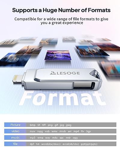 MFi Certified 128 GB High-Speed USB Flash Drive – Versatile Photo Stick for i Phone, i Pad, Android & PC – Seamless Dual Interface, Compact Design for Effortless Data Transfer and Storage Solutions