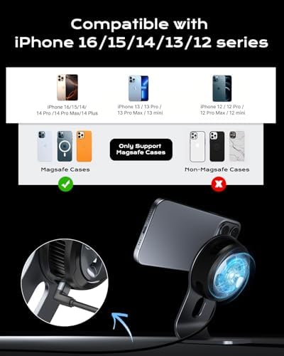 NEWQ Qi2 15 W Fast Wireless Charger Stand with 30 W USB-C Adapter – Semiconductor Cooling Technology for i Phone 16/16 Plus/16 Pro/16 Pro Max/15/14/13 & Air Pods 3/2/Pro – Sleek Design for Enhanced Performance and Compatibility