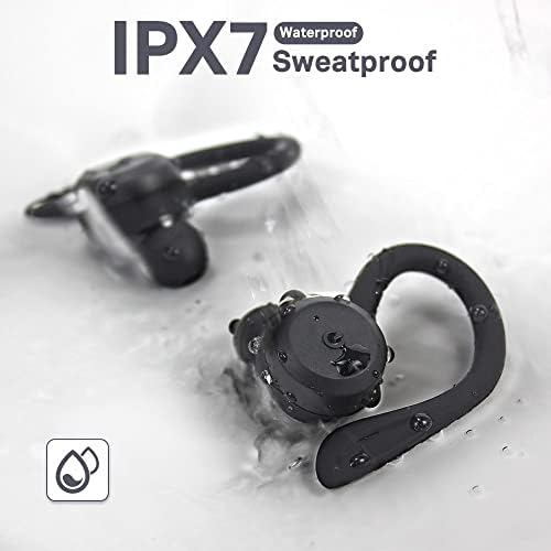 APEKX True Wireless Bluetooth Earbuds with IPX7 Waterproof Protection – Sports-Ready In-Ear Headphones with Superior Stereo Sound and Built-in Microphone for Active Lifestyles – Compact Charging Case for Extended Use and Universal Device Compatibility