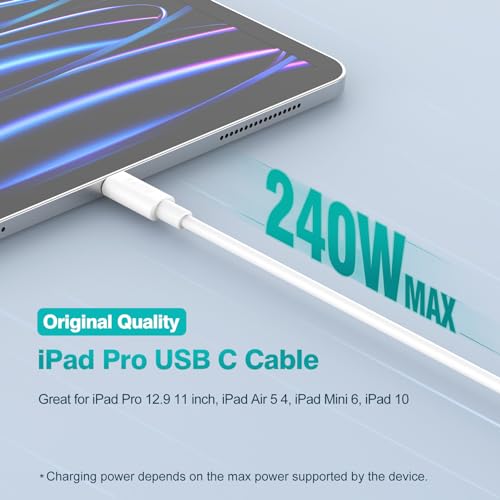 Transform Your Charging Routine with a 10 ft 240 W USB C to C Power Cable – Unrivaled Fast Charging, Exceptional Device Compatibility, and Robust Durability for Mac Book Pro, i Pad Pro, i Phone 15, and More