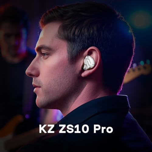 Linsoul KZ ZS10 Pro Hybrid IEM Earbuds – 4 BA + 1 DD High-Fidelity Wired In-Ear Monitors with Stainless Steel Faceplate and Detachable Cable, Ideal for Musicians and Gamers with Built-in Mic, Unmatched Sound Clarity and Versatile Compatibility