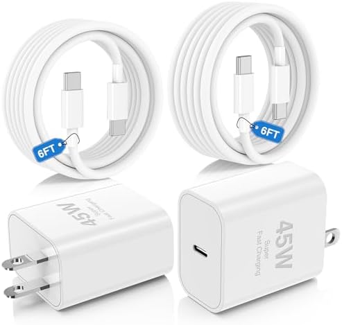 Ultimate 45 W USB-C Fast Charging Bundle for i Phone 16/16 Pro Max & 15/15 Pro Max – Dual 10 FT MFi Certified Type C Cables Included, PD 3.0 Compatible for i Pad Pro, Mac Book M1/M2, Air Pods – Compact & Portable Power Solution