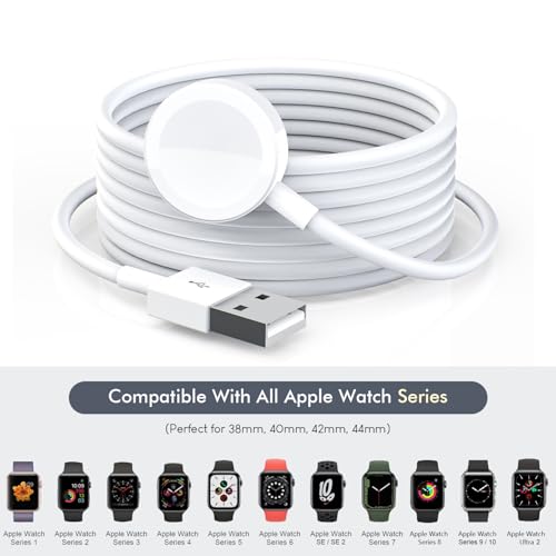 Ultimate Apple Watch Charger Bundle: 2-Pack 6.6 FT Extra Long Fast Charging Cables with USB A Wall Plug, Compatible with All Series 10/9/Ultra 2/8/7/6/5/4/3/2/SE/1 – Efficient, Portable Power Solution for On-the-Go Users