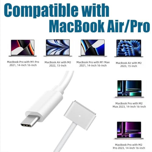 Upgrade Your Charging Game: 140 W USB-C to Magnetic 3 Cable (2 m/6.6 ft) for Seamless Compatibility with 2022/2023 Mac Air & Pro Models, Enhanced Rapid Charging & Durable Braided Design for Optimal Performance and Convenience
