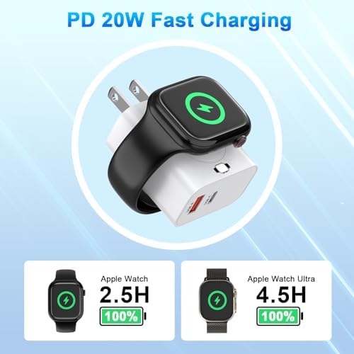 Revolutionary 20 W Magnetic Wireless Charger for Apple Devices – Ultra-Fast Dual USB-C Charging Block for i Watch Ultra/10/9/8/7/6 & i Phone 16/15 Pro Max – Compact 3-in-1 Travel Charger for Optimal Portability – Durable Design for Enhanced Efficiency and Quick Power Delivery – Maximize Your Charging Convenience with Seamless Device Compatibility