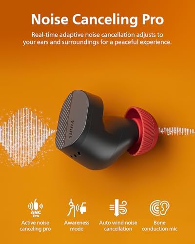 Philips TAT3519 Premium True Wireless Earbuds – Bluetooth 5.3 Noise-Canceling Headphones with Deep Bass, 24-Hour Battery, and Crystal-Clear Call Quality – Ideal for Audiophiles and Active Lifestyles with Fast Charging and IPX4 Water Resistance