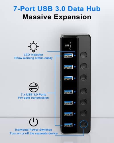 Revolutionize Your Connectivity with the Qeefun 4-Port USB 3.0 Hub – High-Speed 5 Gbps Data Transfer, Individual LED Power Switches, and 2 ft Extension Cable for Ultimate Flexibility – Perfect USB Splitter for Laptops, PCs, i Macs, and More! Enhance Your Workspace Efficiency and Control Multiple Devices Effortlessly!