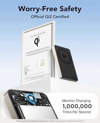 Ultra-Slim 8000 m Ah Mag Safe Battery Pack – Qi2 Certified 15 W Fast Charging Portable Charger for i Phone 16/15/14/13/12 – Comfortable Grip, Skin-Friendly Design in Desert Gold – Enhanced Compatibility with 20 W USB-C Port and Intelligent Temperature Control for Safety