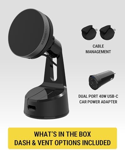 Scosche Qi2 Mag Safe Car Mount with 15 W Wireless Charging – Premium Magnetic Phone Holder for Dashboard & Windshield, Fast USB-C Charger Included, Compatible with i Phone 12-16 – Ultimate Convenience & Durability for Tech-Savvy Drivers