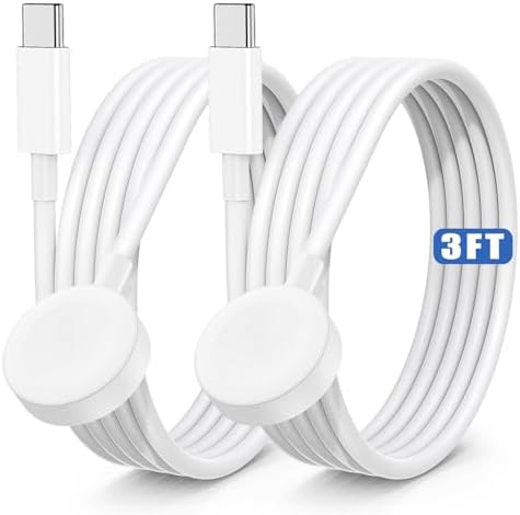 USB-C Magnetic Charger for Apple Watch – Fast Charging Cable Compatible with Ultra, Series 9-1 – 3.3 FT (1.1 M) Black – Enhanced Power Delivery & Secure Connection for All Models