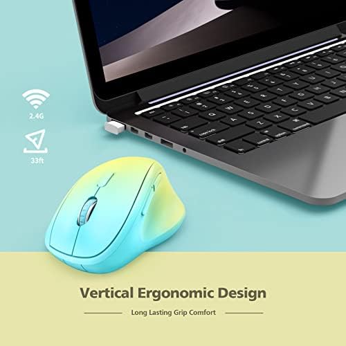 Revolutionize Your Workspace with the Green Ergonomic Wireless Mouse – Superior Vertical Design for Ultimate Comfort, Silent Clicks for Distraction-Free Focus, Long-Lasting Battery Life Powered by 1 AA Battery, Precision Control Up to 1600 DPI with USB Receiver Compatibility for PCs, Laptops, and Desktops