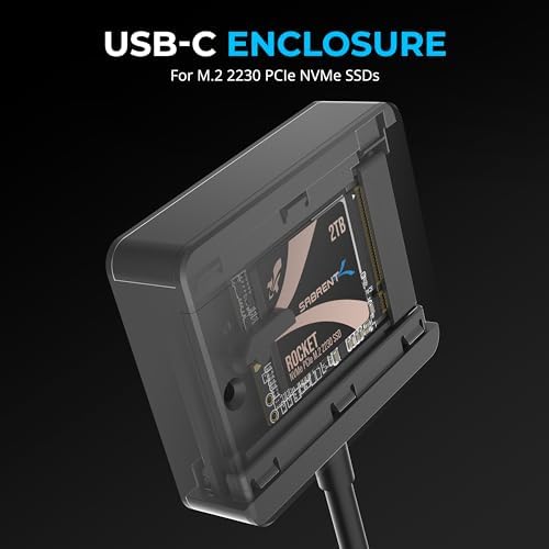 SABRENT USB-C M.2 2230 NVMe SSD Enclosure – Achieve 10 Gbps Transfer Speeds with UASP & Trim Support for Seamless Data Management on Windows, mac OS & Linux – Compact, High-Performance Storage Solution for Tech Professionals and Enthusiasts