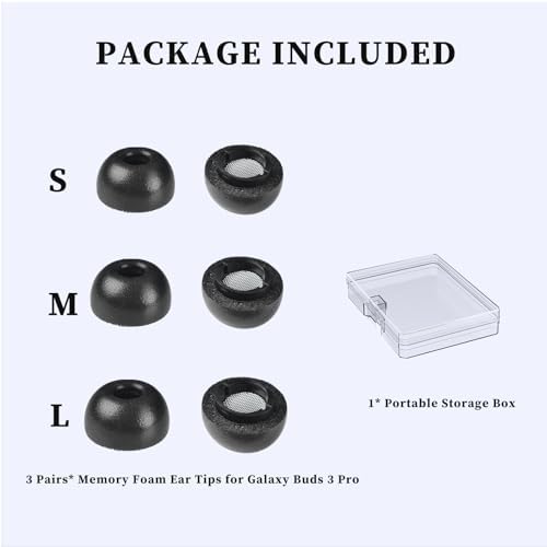 Transform Your Sound Experience with Custom Memory Foam Earbud Tips for Samsung Galaxy Buds3 Pro (2024) – Enhanced Noise Isolation, Luxurious Comfort, and Secure Fit (3 Pairs) – Perfect for Music Lovers and Active Lifestyles