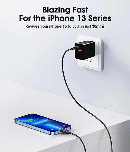 Dual-Port 20 W USB-C Wall Charger – 2 Pack Fast Charging Adapter for i Phone 15/14 & Apple Watch Series 8/7/SE – Compact Travel Power Plug with Smart Charging Technology for Enhanced Device Compatibility and Speed