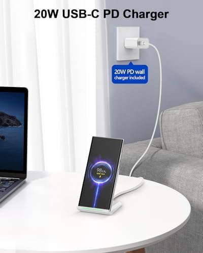 NANAMI Qi-Certified Fast Wireless Charging Stand with QC3.0 Adapter – 7.5 W for i Phone 16 Series & 10 W for Samsung Galaxy S24/S23/S22 – Ultimate Ergonomic Charging Station for Optimal Device Efficiency – Sleek Space-Saving Design for Home and Office Environments – Enhanced Safety Features for Reliable Use
