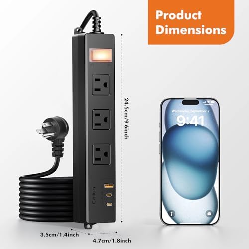 VNJ Outdoor Power Strip: 8 AC Outlets & 4 Fast USB Ports, IPX6 Waterproof Surge Protector with Safety Lock for Secure Connections, ETL-Certified 15 FT Extension Cord – Ideal for Home, Garden, and Commercial Applications