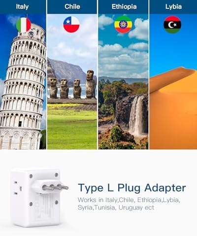 Ultimate European Travel Plug Adapter Set – Dual Pack Universal Power Converter with 3 AC Outlets and 3 USB Charging Ports (including USB-C) for Efficient Power Solutions in Italy, Spain, France, Germany, and Iceland – Essential Accessory for Global Travelers Seeking Versatile Compatibility and Rapid Charging Efficiency