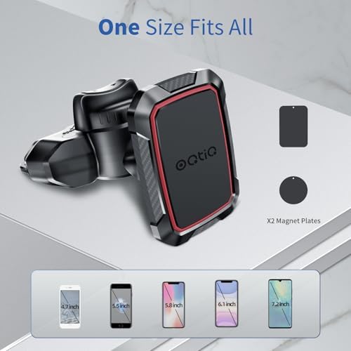 Revolutionary OQTIQ Magnetic CD Slot Phone Mount for Effortless Smartphone Access – Six Ultra-Strong Magnets for i Phone, Samsung Galaxy, LG & More – Hands-Free Convenience with 360° Rotation for Optimal Viewing Angles – Compact Design for Any Vehicle Interior – Elevate Your Driving Safety and Experience