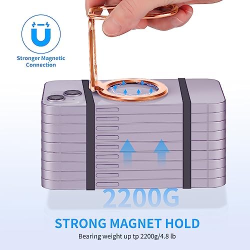 Mag Safe Magnetic Phone Ring Holder Stand – 2-in-1 Adjustable Grip and Kickstand for i Phone 16/15/14/13/12 Series – Enhanced Magnetic Strength with Removable Design for Easy Wireless Charging – Ultimate Compatibility and Convenience – 360° Rotation & 180° Adjustable Arms for Portrait and Landscape Viewing – Secure Finger Grip Reduces Drop Risk – Perfect for Hands-Free Use While Cooking or Streaming – Premium Zinc Alloy Construction for Durability and Stability – Ideal Accessory for Everyday Use and Connectivity