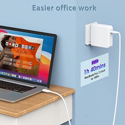 High-Power 100 W USB-C Fast Charger for Mac Book Pro & Air – Ultimate Compatibility with 15″, 14″, 13″ Models, i Pad Pro 2018-2021, 6.6 ft Durable Cable, Intelligent Safety Features, Portable Foldable Design – Rapid Charging for All USB-C Devices