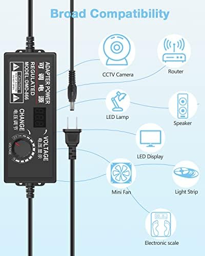 Universal 36 W AC/DC Power Adapter with 14 Interchangeable Tips – Adjustable 3-12 V Output for Optimal Device Compatibility – Efficient Power Supply Converter for Electronics, Routers, and More – Compact Design for Home and Travel Use