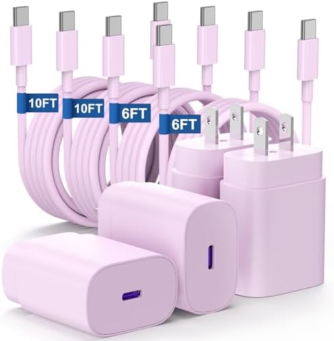Essri 25 W Fast Charging Power Pack – Ultimate USB-C Wall Adapter Set with 6 ft & 10 ft Cables for i Phone 16/15, i Pad Pro/Mini Compatibility – Ideal Travel & Home Charging Solution for Busy Lifestyles
