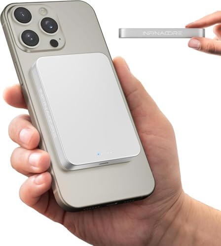 Ultra-Slim Infina Core Mag Safe Battery Pack – 5000 m Ah Fast Charging Power Bank for i Phone 12/13/14/15/16/Pro/Max/Plus – 20 W USB-C Input/Output – Wireless Magnetic Charger for Effortless Connectivity and Enhanced Performance