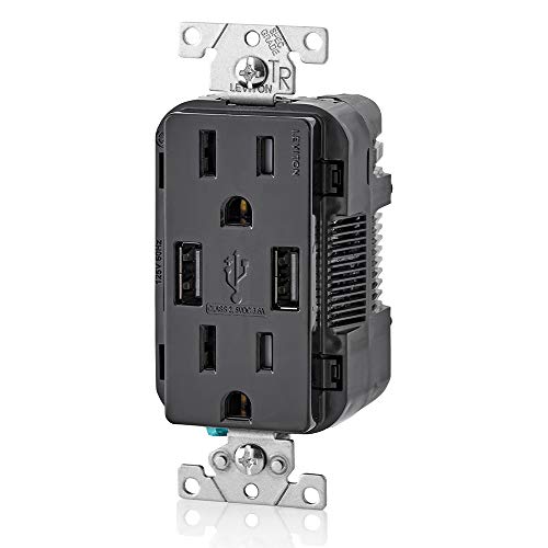 Leviton 60 W Dual USB Type A/Type-C In-Wall Charger – Fast, Efficient Power Delivery Solution for Smartphones, Tablets & Laptops – Tamper-Resistant Outlet in Light Almond for Safe, Clutter-Free Charging Experience – Perfect for Home and Office Use