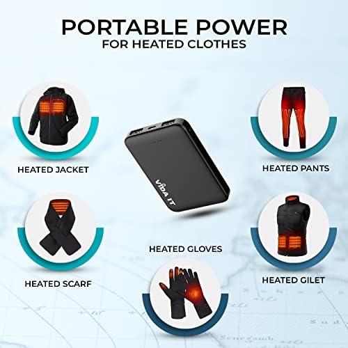 Ultra Compact 2-Pack Power Bank for Heated Apparel – 5000 m Ah Portable Charger with Dual USB Output for Vests, Jackets, and Socks – Lightweight, Rapid Charging for i Phone, Samsung, and Android Devices – Essential Outdoor Power Solution