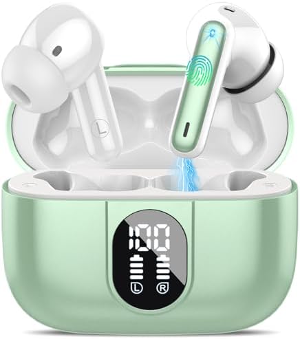 Premium Wireless Earbuds with Bluetooth 5.3 – Hi-Fi Stereo Sound, 40-Hour Playtime, IP7 Waterproof Sports Earphones with LED Battery Display – Perfect for Android & i OS Users – Ultimate Comfort & Durability for Active Lifestyles