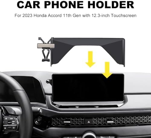 Kyostar Custom Car Phone Holder for 2023-2025 Honda Accord 11 th Gen – Precision 12.3-Inch Touchscreen Mount for Enhanced Hands-Free Navigation and Communication – Simple Tool-Free Installation, Full 360-Degree Rotation, Modern Design for Maximum Safety and Convenience