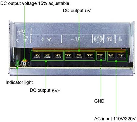 Aclorol 5 V 70 A Universal Power Supply – 350 W High-Efficiency AC to DC Transformer for LED Strips, CCTV Cameras, and Security Systems – Versatile Power Adapter with Rapid Switching Technology and Enhanced Compatibility for Optimal Device Performance
