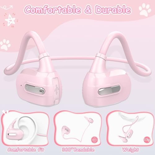 Golvery Kids Open Ear Bluetooth 5.3 Headphones – Ultra-Lightweight Wireless Earbuds with Built-in Microphone – 10-Hour Playtime for Safe Listening – Perfect for Learning, Play, and Enhanced Awareness – Ideal for Tablets, Phones, and Kindles