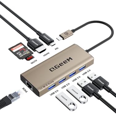 Unlock Seamless Connectivity with the QGee M 9-in-1 USB C Hub – The Ultimate Multi-Port Adapter for High-Speed Data Transfer, 4 K HDMI Output, and 100 W Power Delivery – Perfectly Compatible with Mac Book Pro, Air, i Pad, Dell, HP, Lenovo, and Chromebook – Compact, Stylish Blue Design for On-the-Go Professionals and Creatives