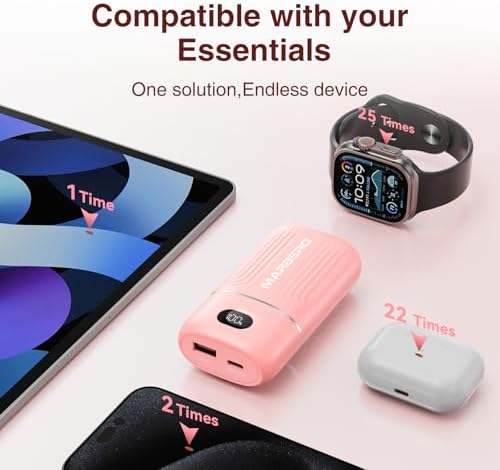 MARBERO Ultra-Lightweight 10,000 m Ah Fast Charging Power Bank – Compact USB-C Charger with 18 W Output for i Phone, i Pad, Samsung Galaxy & Google Devices – Essential Travel Companion with Advanced Safety Features for On-the-Go Power Management