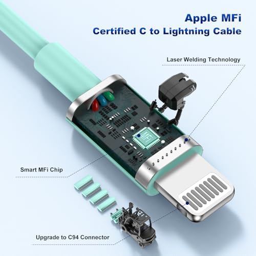 Dual-Port 45 W USB C Car Charger Adapter for Apple Devices – MFi Certified Fast Charger with 3 ft Lightning Cable (Pack of 2) – Rapid Charging for i Phone 14/13/12/11 Pro Max, i Pad, and Air Pods – Durable & Portable Power Solution for On-the-Go Lifestyle